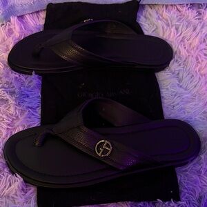 Giorgio Armani Black Flip-Flops